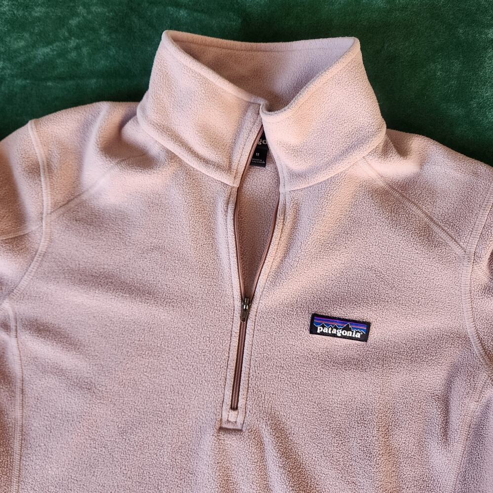 Patagonia Women's Pink Fleece Quarter Zip Pullover Outdoor Gorpcore Size Medium - Picture 3 of 5
